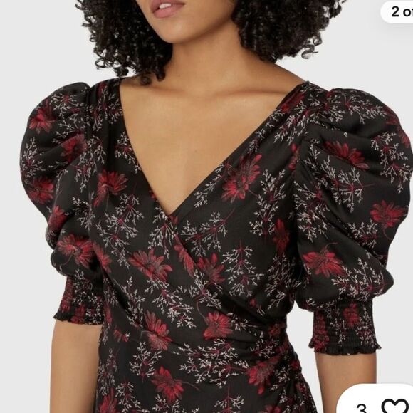 CINQ A SEPT RASPBERRY MULTI TUMBLED DAISY KACY V NECK MAXI DRESS SIZE 0 NWT - Picture 4 of 16